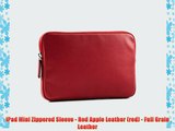 iPad Mini Zippered Sleeve - Red Apple Leather (red) - Full Grain Leather