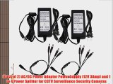 (Pack of 2) AC/DC Power Adapter Power Supply (12V 3Amp) and 1 to 4 Power Splitter for CCTV