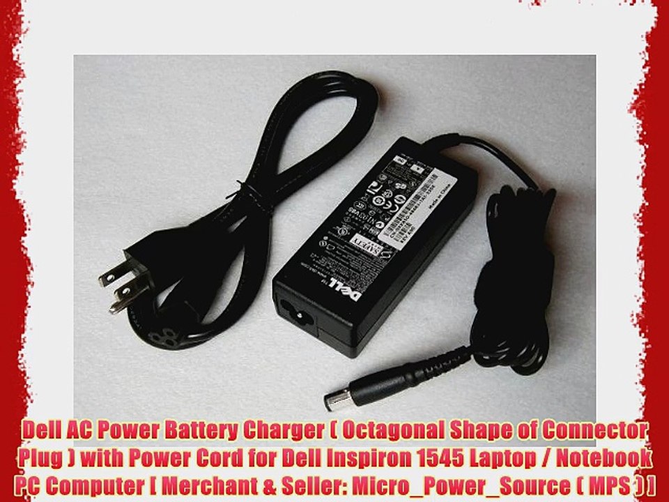 Dell AC Power Battery Charger ( Octagonal Shape of Connector Plug ) with Power Cord for Dell