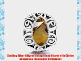 Sterling Silver Filigree Design Bead Charm with Citrine Gemstones (November Birthstone)