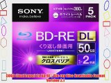Sony Blu-ray Rewritable Disc | BD-RE 50GB DL 2x Ink-jet Printable 5 Pack | 5BNE2VGPS2 (Japanese
