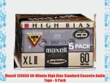 Maxell 139858 60-Minute High Bias Standard Cassette Audio Tape - 5 Pack