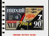 Maxell XLII IEC Type II 90 Minute High Bias Audio Cassette Tape - 7 Pack