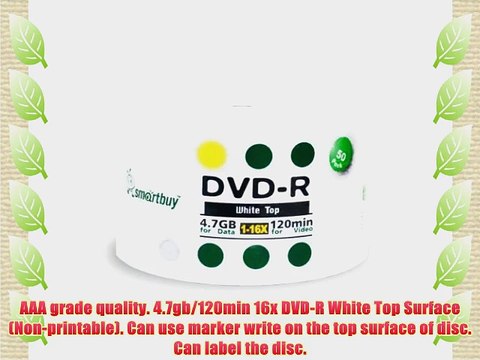 Smart Buy 200 Pack DVD-R 4.7gb 16x White Top Blank Data Video Movie Record Disc 200 Disc 200pk