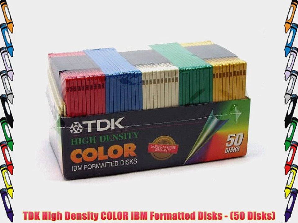 TDK High Density COLOR IBM Formatted Disks - (50 Disks)