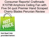 Craftmade K10798 Amphora Ceiling Fan with Five 54 quot Premier Hand Scraped Cherry Blades Peruvian Review