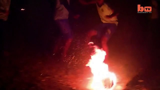 Fire Football- Indonesian Students Play Soccer With Flaming Coconut
