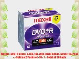 Maxell : DVD R Discs 4.7GB 16x with Jewel Cases Silver 10/Pack -:- Sold as 2 Packs of - 10