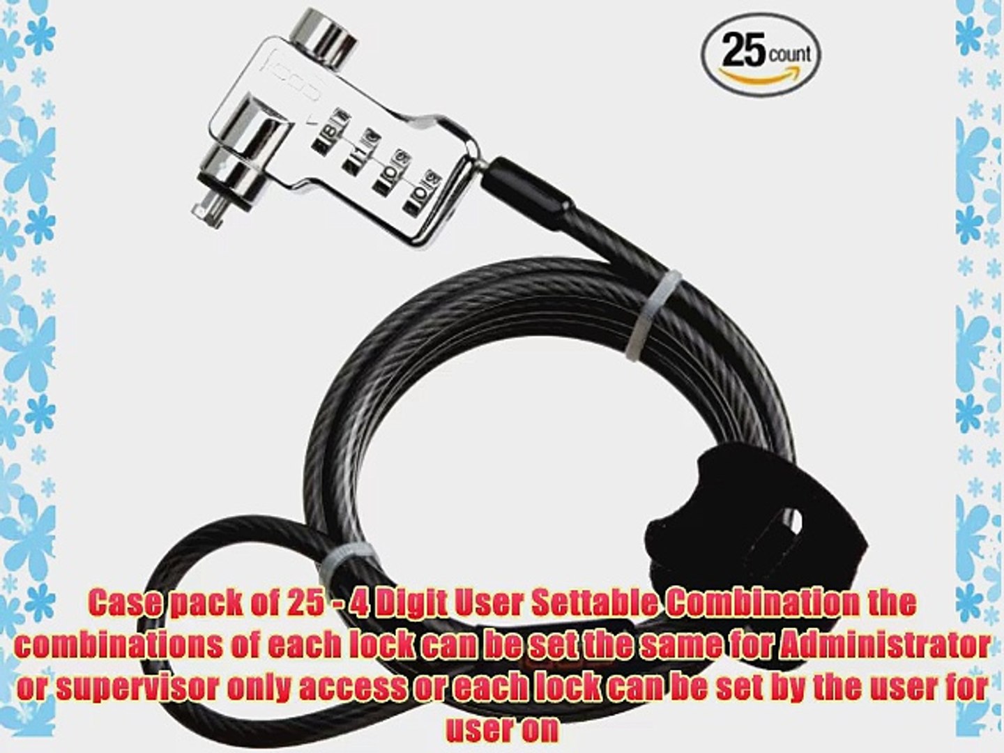 Case of 25 CODi 4-Digit Combination Notebook Computer Titanium Cable Lock for Mac and PC QTY 25