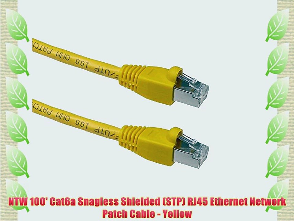 NTW 100' Cat6a Snagless Shielded (STP) RJ45 Ethernet Network Patch Cable - Yellow