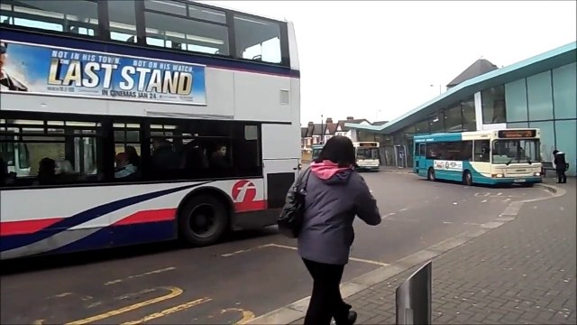 HD Arriva Southend and First Essex buses at Southend Town Centre, Travel Centre