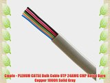 Cmple - PLENUM CAT5E Bulk Cable UTP 24AWG CMP Rated Bare Copper 1000ft Solid Gray