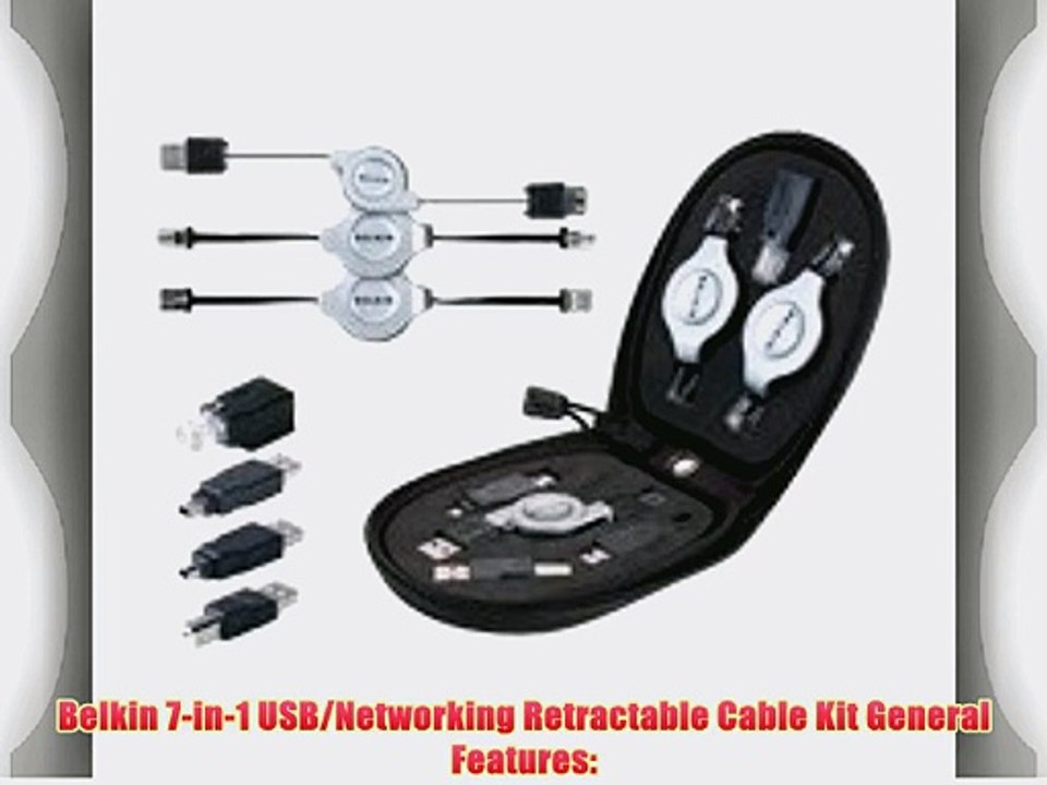 Belkin F3X1724 7-in-1 USB/Networking Retractable Cable Kit w/Travel Case - Connect USB RJ-11