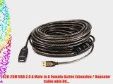 82ft 25M USB 2.0 A Male to A Female Active Extension / Repeater Cable with DC...