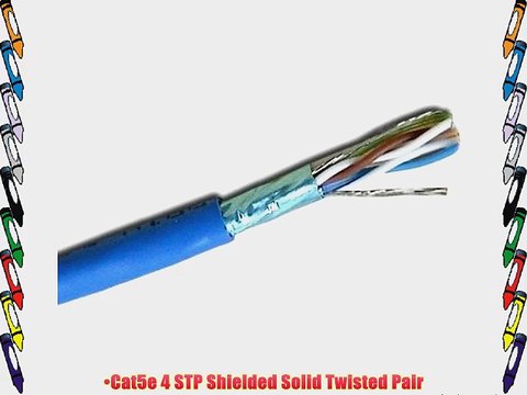 UbiGear 1000' Ft Bulk Cat5 Cat5e STP Shielded Twist Pair Solid Network Cable Blue Feet