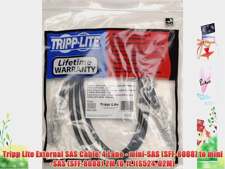 Tripp Lite External SAS Cable 4 Lane - mini-SAS (SFF-8088) to mini-SAS (SFF-8088) 2M (6-ft.)(S524-02M)