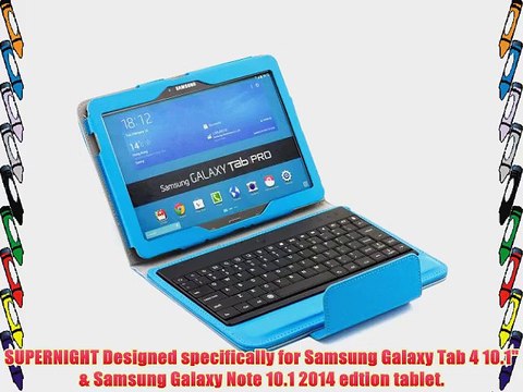 SUPERNIGHT Bluetooth Keyboard Case Cover for Samsung Galaxy Tab 4 10.1