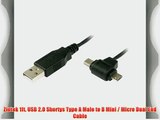 Ziotek 1ft. USB 2.0 Shortys Type A Male to B Mini / Micro Dual End Cable