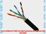 Cat5e 350 Mhz UTP Gel Filled (Flooded Core) Direct Burial 1000ft Black Bulk Ethernet Cable