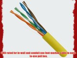 5 Star Cable ETL Listed 1000 Ft. Cat5E UTP Solid Copper PVC CMR-Rated Cable - Yellow