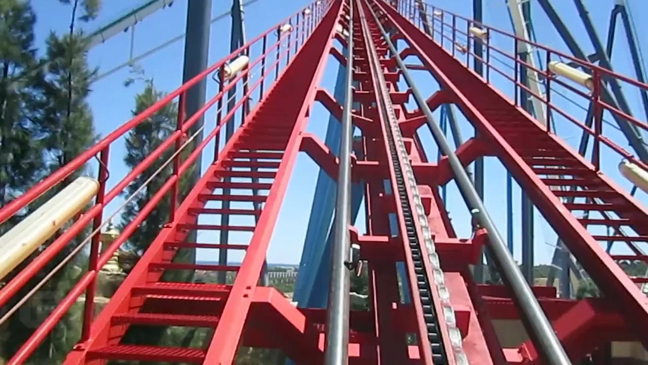 Dragon Khan front seat on-ride HD POV PortAventura Park