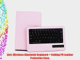 SUPERNIGHT Universal 7-8 Inch Tablet Portfolio Leather Case W/ Detachable Bluetooth Keyboard