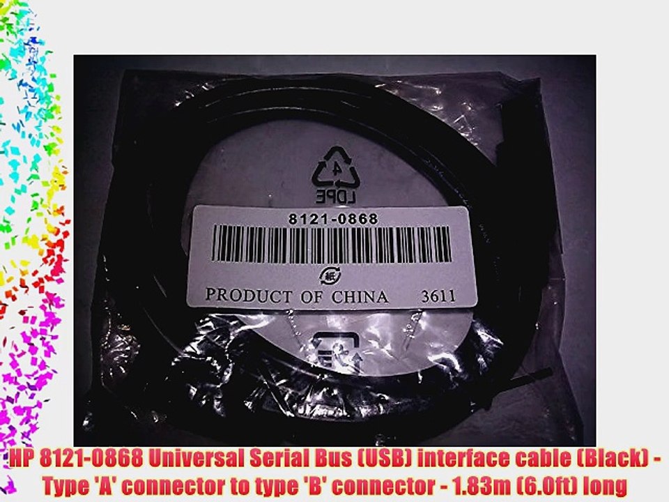 HP 8121-0868 Universal Serial Bus (USB) interface cable (Black) - Type 'A' connector to type