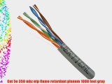 CAT5E 350 MHz UTP 24AWG 8C Solid Pure Copper Plenum 1000ft Gray Bulk Ethernet Cable