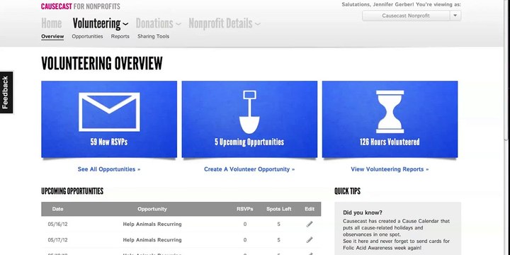 Causecast for Nonprofits: Volunteering