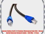 Aurum Cables Cat6 3 Ft Outdoor Waterproof 5pk CCA - Direct Burial Ethernet Network Cable -