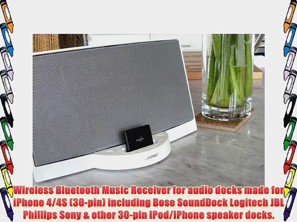 Wireless Bluetooth Music Receiver for Bose Sounddock and Other 30-pin Audio Docks. Compatible