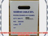 CIB RG59-500FT RG59 Siamese Solid Coaxial Cable   18/2 (18AWG 2C) Power Whit...