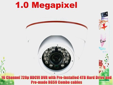 GW 16 CH HD-CVI DVR Surveillance System with 16 x 720p Megapixel Dome Indoor/outdoor Security