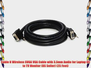 Cable N Wireless SVGA VGA Cable with 3.5mm Audio for Laptop OC to TV Monitor (US Seller) (25