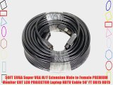 50FT SVGA Super VGA M/F Extension Male to Female PREMIUM Monitor CRT LCD PROJECTOR Laptop HDTV