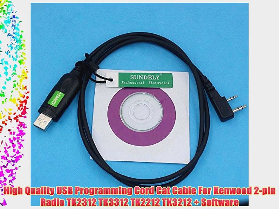 SUNDELY? High Quality USB Programming Cord Cat?Cable For Kenwood 2-pin Radio TK-2312 TK-3312