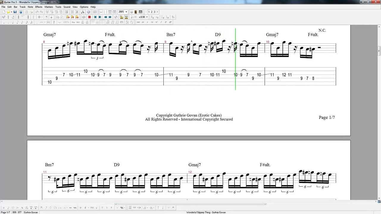 Wonderful Slippery Thing Tab (isolated guitar tracks)