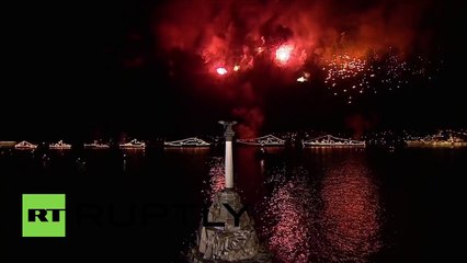 Russia: Awe-inspiring fireworks light up Sevastopol for V-Day anniversary
