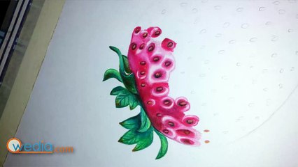 Draw strawberry color pencil step by step Hindi video