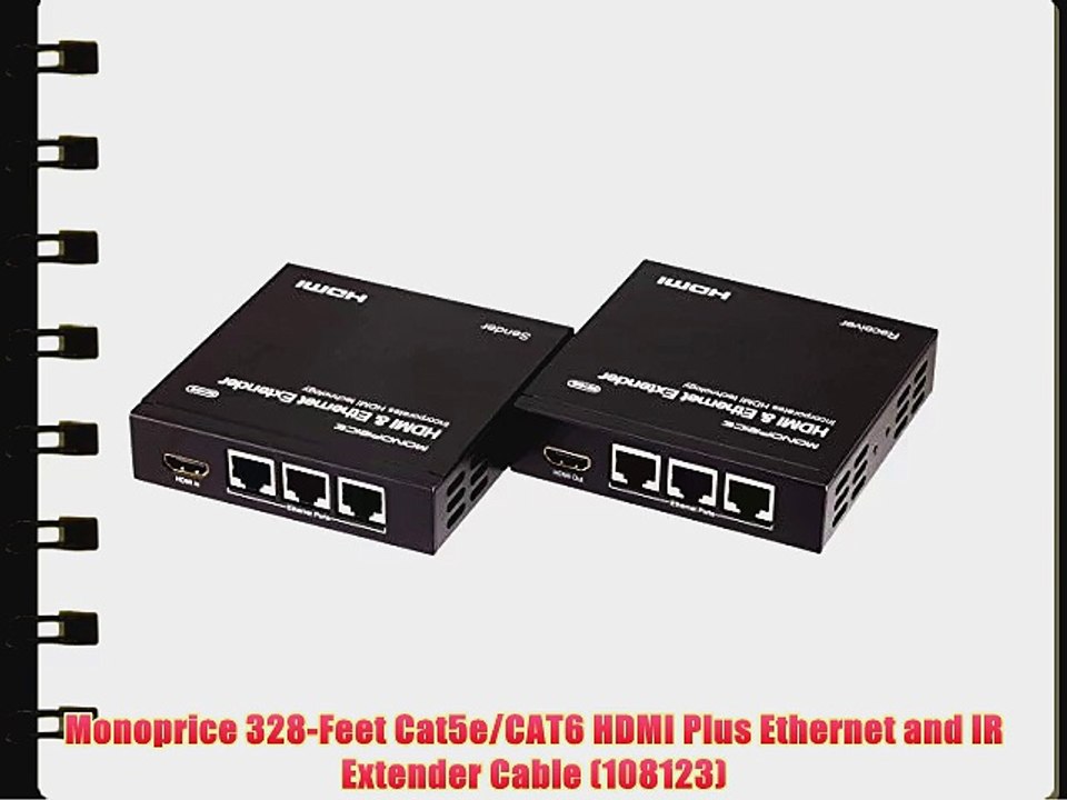 Monoprice 328-Feet Cat5e/CAT6 HDMI Plus Ethernet and IR Extender Cable (108123)