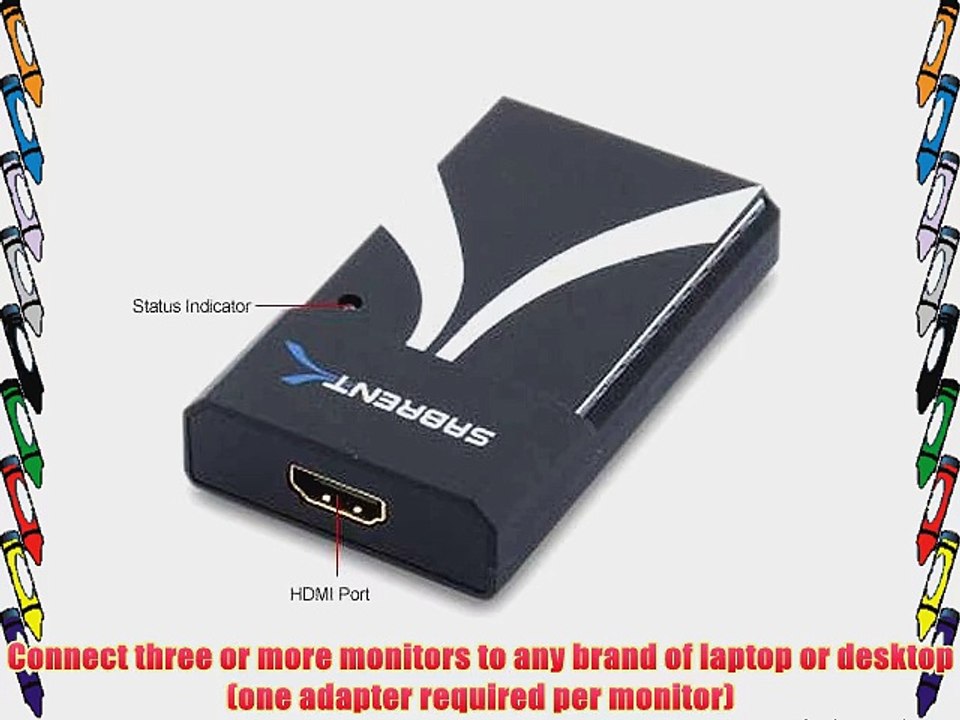 Sabrent USB 2.0 to HDMI Adpter for Multiple Monitors with HDMI/DVI Adapter up to 1920x1080/1600x1200
