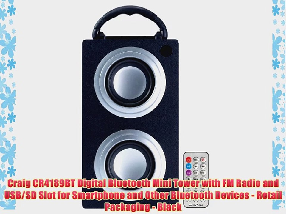 Craig CR4189BT Digital Bluetooth Mini Tower with FM Radio and USB/SD Slot for Smartphone and