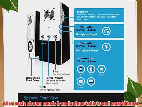 Arion Legacy AR204B-WH Desktop Bluetooth Speaker with Headphone/Microphone Inputs