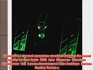 GOgroove BassPULSE Computer Speakers Stereo Sound System with Green LED Glow Lights