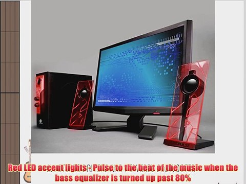 GOgroove BassPULSE 2.1 Computer Stereo Speakers with Red LED Glow Lights