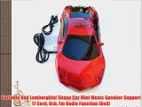 Portable Red Lamborghini Shape Car Mini Music Speaker Support Tf Card Usb Fm Radio Function