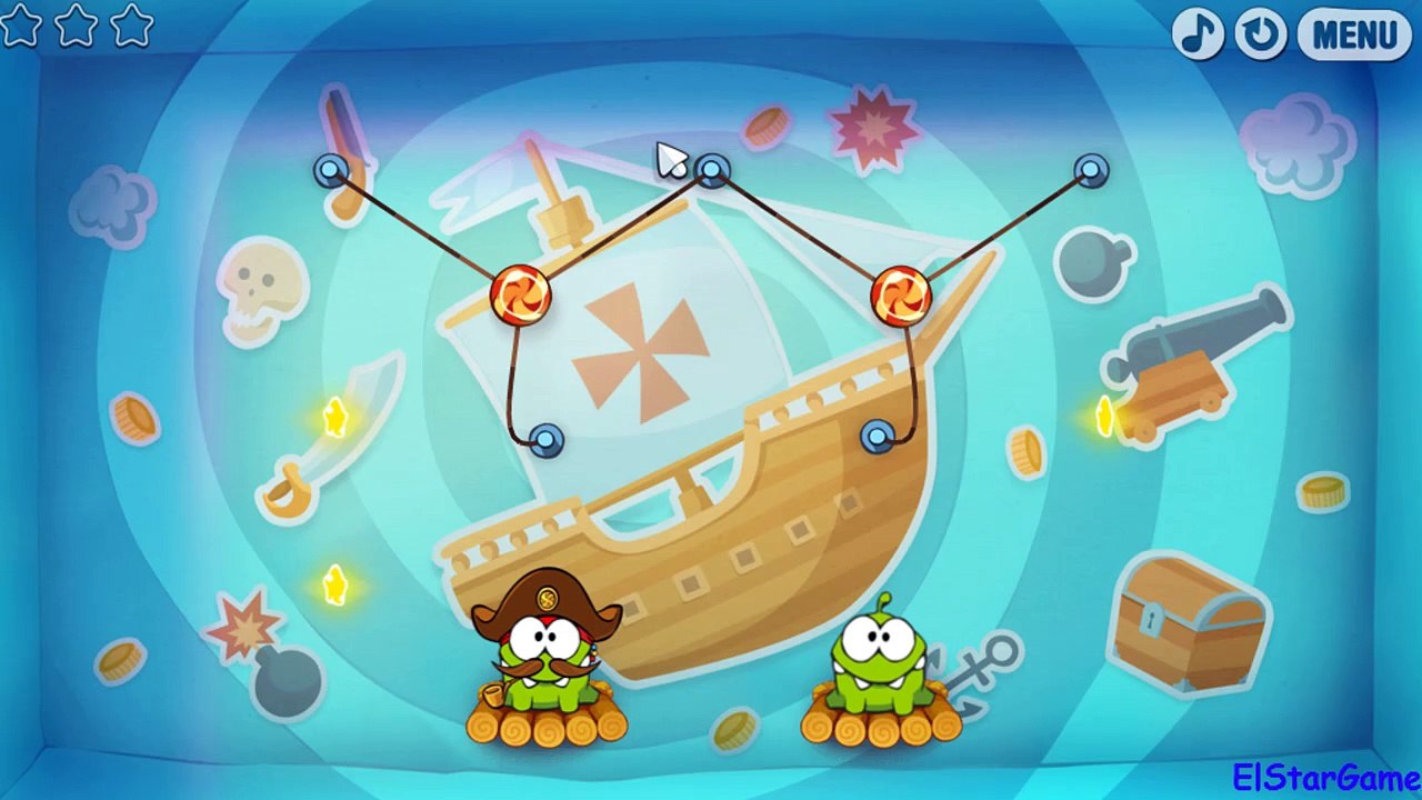 Cut the Rope Time Travel  Level 1-3 [Pirate Ship]