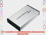 3.5 3.5 inch USB 2.0 to SATA HDD Hard Drive Disk External Case Enclosure Silver