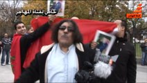 معارض مغربي أمازيغي  للنظام الملكي أمام البيت الأبيض للإحتجاج