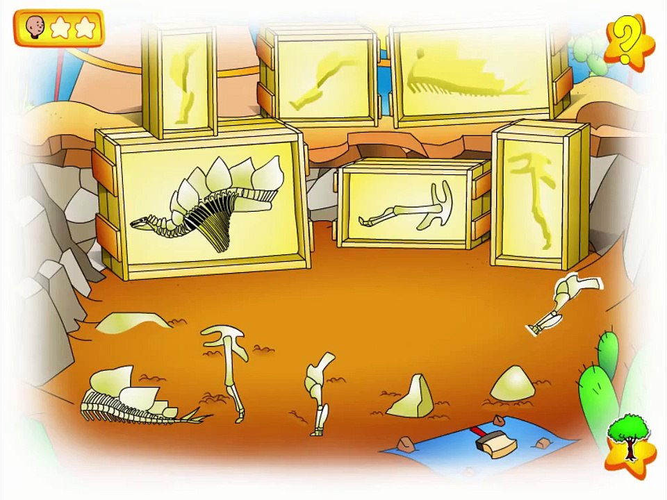 Caillou Dinosaur Digging Cartoon Animation PBS Kids Game Play Walkthrough